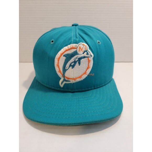 Vintage 90's MIAMI DOLPHINS AJD PRO‎ Line Snapback HAT PRO MODEL Aqua Mens - Picture 1 of 6